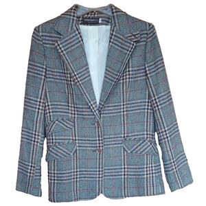 VTG HABERDASHERY By Personal Womens Beige Plaid Wool Blazer Size 10, Fall colors